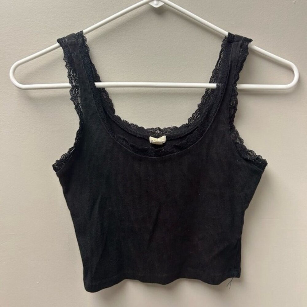 Garage Women’s Black Ribbed Cropped Tank Top